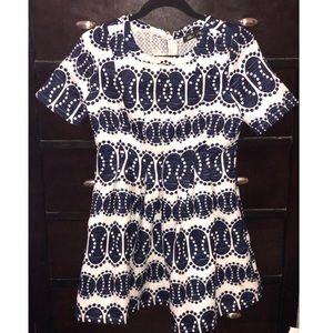 BLUE & WHITE MINI PARTY DRESS - size Small